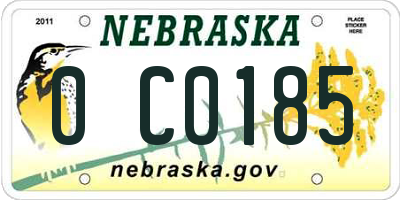 NE license plate 0C0185