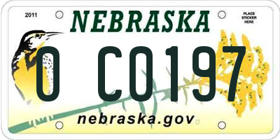 NE license plate 0C0197