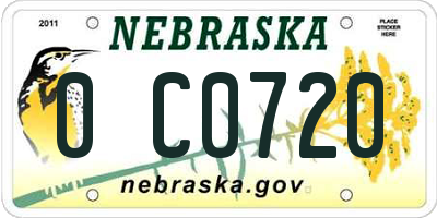 NE license plate 0C0720