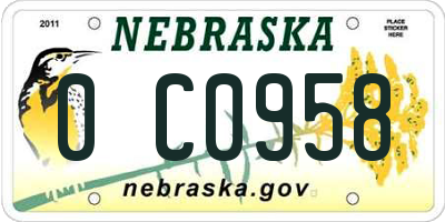 NE license plate 0C0958