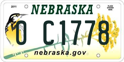 NE license plate 0C1778