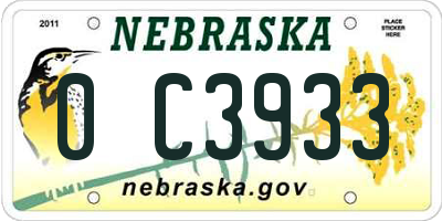 NE license plate 0C3933