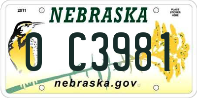 NE license plate 0C3981