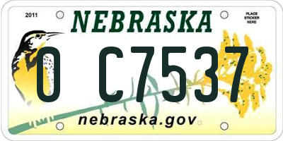 NE license plate 0C7537