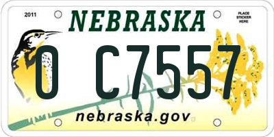 NE license plate 0C7557