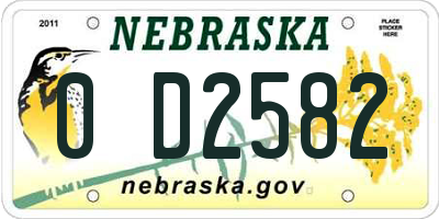 NE license plate 0D2582