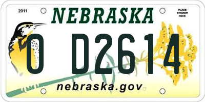 NE license plate 0D2614