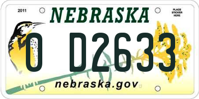 NE license plate 0D2633