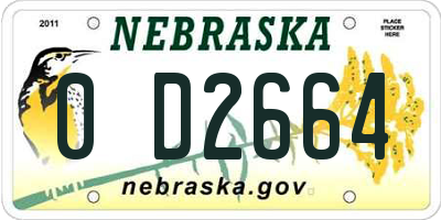 NE license plate 0D2664