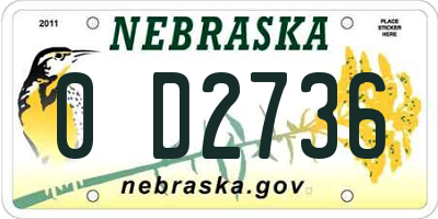 NE license plate 0D2736