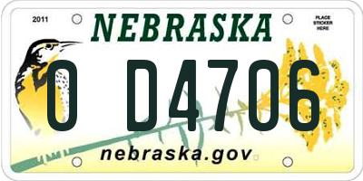 NE license plate 0D4706