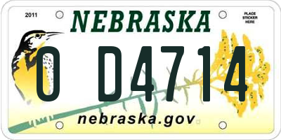 NE license plate 0D4714