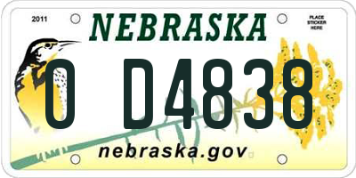 NE license plate 0D4838