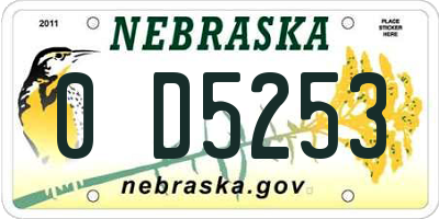 NE license plate 0D5253