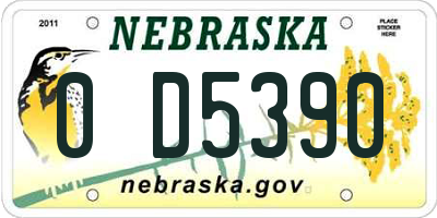 NE license plate 0D5390