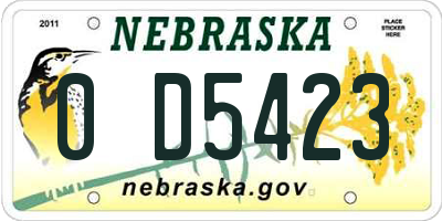 NE license plate 0D5423