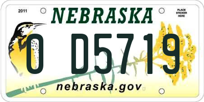 NE license plate 0D5719