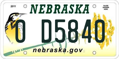 NE license plate 0D5840