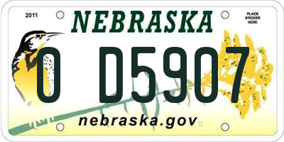NE license plate 0D5907