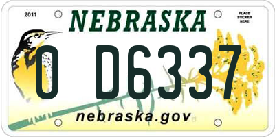 NE license plate 0D6337
