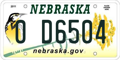 NE license plate 0D6504