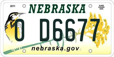 NE license plate 0D6677