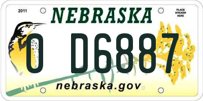 NE license plate 0D6887