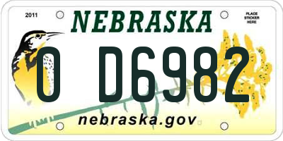 NE license plate 0D6982
