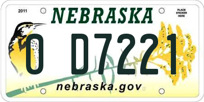 NE license plate 0D7221
