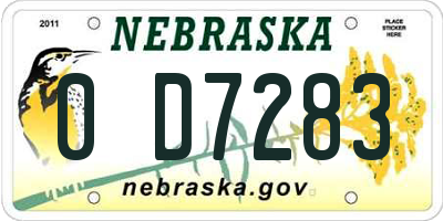 NE license plate 0D7283