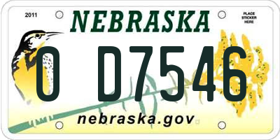 NE license plate 0D7546