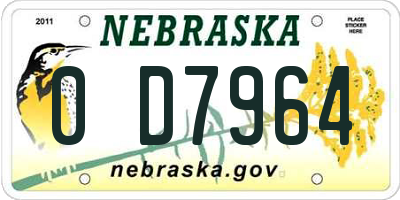 NE license plate 0D7964