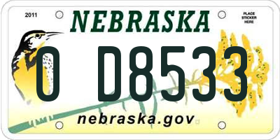 NE license plate 0D8533