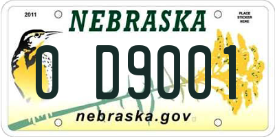 NE license plate 0D9001