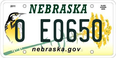 NE license plate 0E0650
