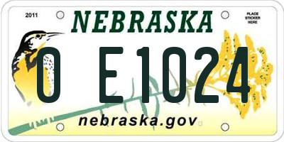NE license plate 0E1024