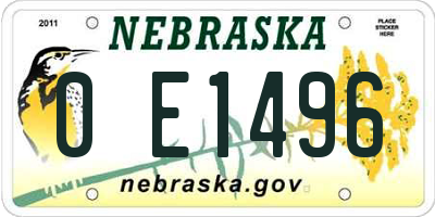 NE license plate 0E1496
