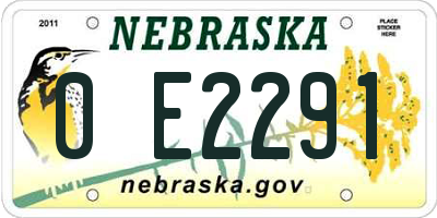 NE license plate 0E2291