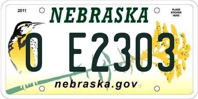 NE license plate 0E2303