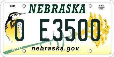 NE license plate 0E3500