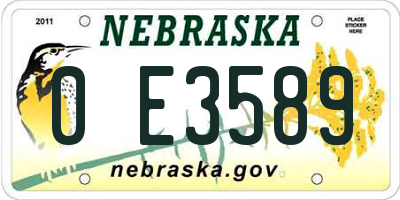 NE license plate 0E3589