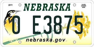 NE license plate 0E3875