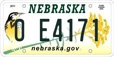 NE license plate 0E4171