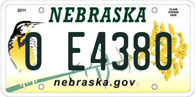 NE license plate 0E4380