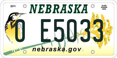 NE license plate 0E5033