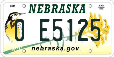 NE license plate 0E5125