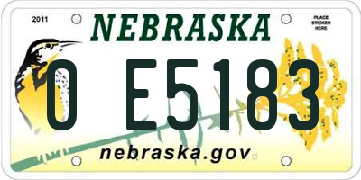 NE license plate 0E5183