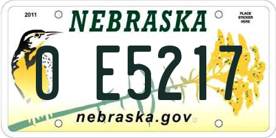 NE license plate 0E5217