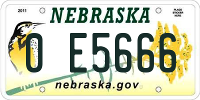 NE license plate 0E5666