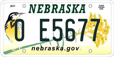 NE license plate 0E5677